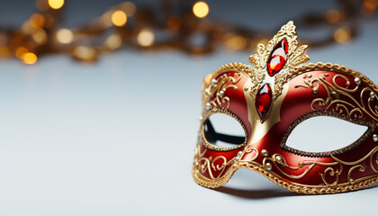 Bright gold costume mask, a celebration of tradition and elegance generated by AI