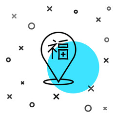 Black line Chinese New Year icon isolated on white background. Random dynamic shapes. Vector