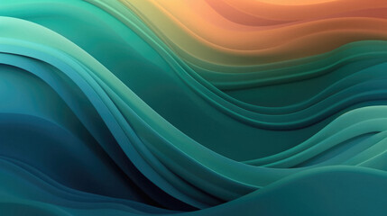 Fototapeta premium Abstract background with smooth lines in turquoise and orange colors.