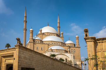 Fototapeta na wymiar Outside view of Mohammed Ali (or Muhammad Ali) mosque in the Saladin Citadel of Cairo, Egypt