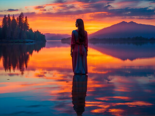 woman at the lake