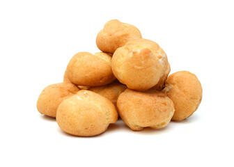 Fresh Mini Cream Puffs ,Close Up on white background 