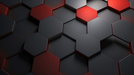 Vibrant modern background: grey and red hexagons illustration