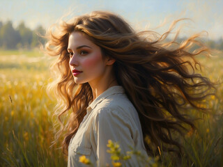 portrait of a girl in a field
