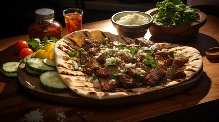 Gyro Platter with Pita Bread. Best For Banner, Flyer, and Poster