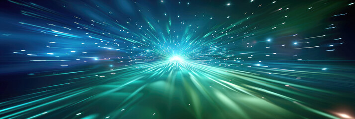 Naklejka premium Green and blue light burst, suitable for futuristic, technology, or energy concept designs, ideal for use in digital and print media.