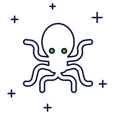 Filled outline Octopus icon isolated on white background. Vector