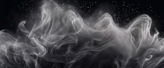 Abstract, ethereal white smoke swirling against a dark, starry background.