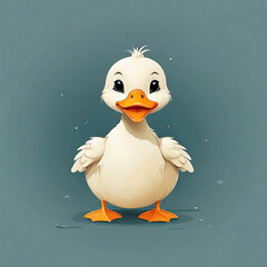 Cute Duck cartoon illustration happy smile baby duck goose