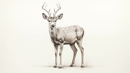 A carefully drawn pencil drawing of a deer.