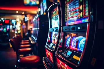 Fotobehang Concept of casino games poker slots free spins chips cards dice players las vegas Generative AI picture © Tetiana