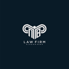 NB initial monogram logo lawfirm with pillar design