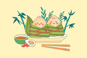 Celebrate Chinese Dragon Boat Festival illustration