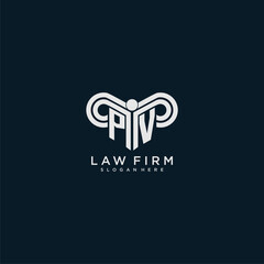 PV initial monogram logo lawfirm with pillar design