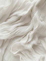 Elegant white fabric with flowing, wavelike textures