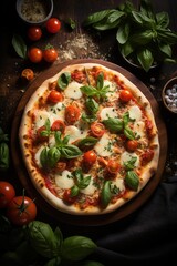 Margherita Pizza with Fresh Basil. Best For Banner, Flyer, and Poster