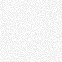 White seamless pattern. Turing Diffusion Effect Trippy Hypnotic Abstraction Panoramic Wallpaper. Bizarre Doodle Structure Textile Print Art Illustration. Turing ornament halftone puzzle