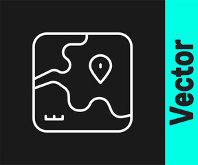 White line Africa safari map icon isolated on black background. Vector