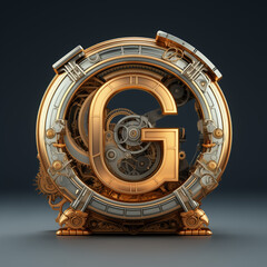 time is money concept, alphabet of printed circuit boards capital letter G, 3d render of a alphabet, 3d render of letter G, Ai generated image