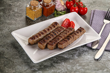 Grilled beef kebab minced meat
