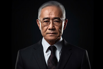 Portrait photo of a confident serious senior man strict angry boss made with generative AI