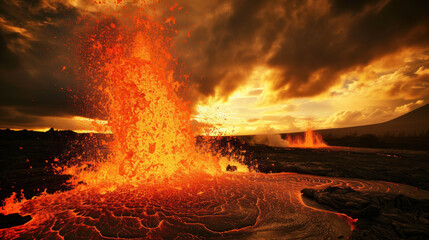 Planet Earth formation process, volcanic activity, hot lifeless land