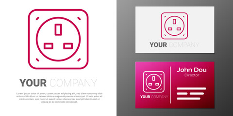 Logotype line Electrical outlet icon isolated on white background. Power socket. Rosette symbol. Logo design template element. Vector