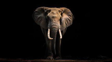 Portrait of an elephant on dark background