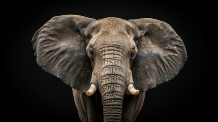 Portrait of an elephant on dark background