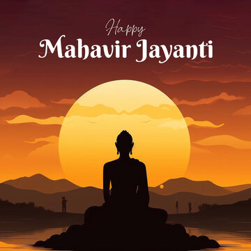 Happy Mahavir Jayanti, lord Mahavir statue
