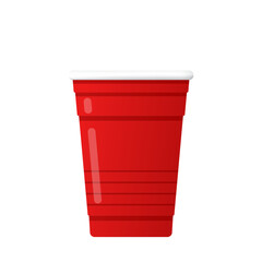 Red beer cup vector. Red plastic cup isolated on white background.