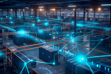 Distribution center and communication network concept.
