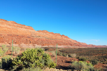 Beautiful view of a small red mountain on a sunny day.