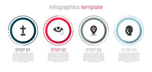Set Graves funeral sorrow, Tear cry eye, Psychology, Psi and Man graves. Business infographic template. Vector