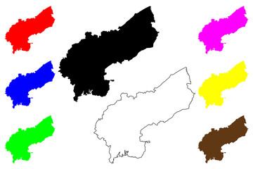 Obraz premium Jinzhou city (People's Republic of China, PRC) map vector illustration, scribble sketch Chinchow Prefecture-level city map