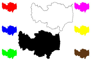 Xinyang city (People's Republic of China, PRC) map vector illustration, scribble sketch Sinyang Prefecture-level city map