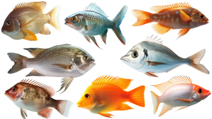 Isolated varied species of fish