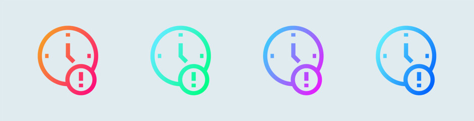 Time out line icon in gradient colors. Deadline signs vector illustration. - obrazy, fototapety, plakaty