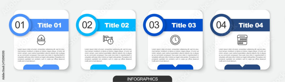 Canvas Prints set line kitchen timer, time to sleep, clock and calendar. business infographic template. vector