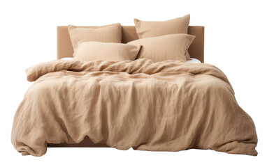 Linen Bedding Set on Bed Alone on White Background