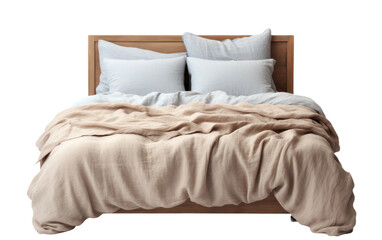 Showcasing Linen Bedding Set on Bed on White Background