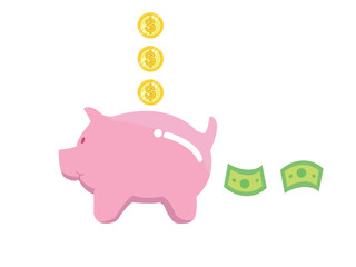Piggy bank simple vector illustration in flat artwork style