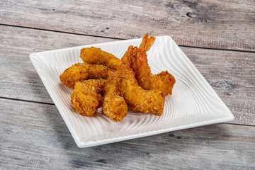 Delicous crispy shrimps appetizer snack