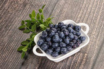 Ripe sweet blueberry in the bowl