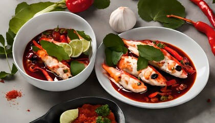 Thai food - Pla Rad Prik Serenity: Chili Fish Harmony - obrazy, fototapety, plakaty