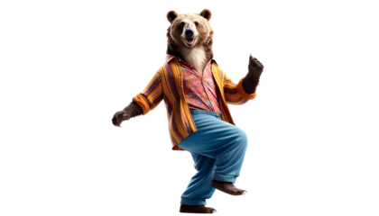 Möbelaufkleber brown bear dance isolated on transparent background © dobok