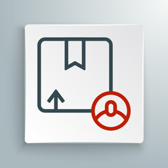 Line Carton cardboard box icon isolated on white background. Box, package, parcel sign. Delivery and packaging. Colorful outline concept. Vector