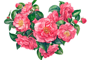 Heart shaped with Camellia, isolated background