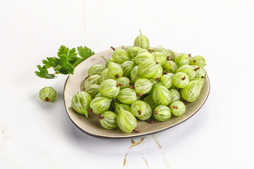 Sweet ripe gooseberries in the bowl