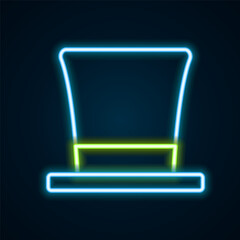 Glowing neon line Cylinder hat icon isolated on black background. Colorful outline concept. Vector